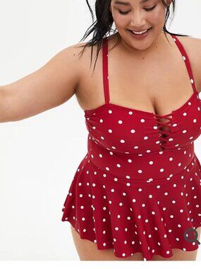 NWT TORRID DISNEY MINNIE MOUSE PEPLUM SWIMSUIT